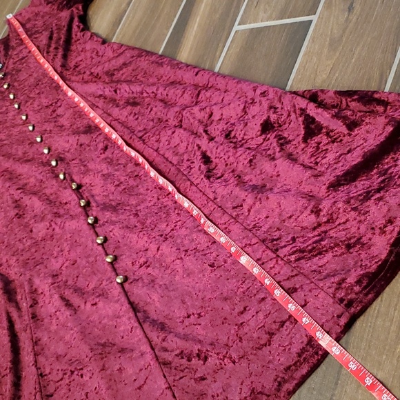 Vintage Brett Alixander Maroon Velvet Gold Button Dress Women 12 - Picture 8 of 8